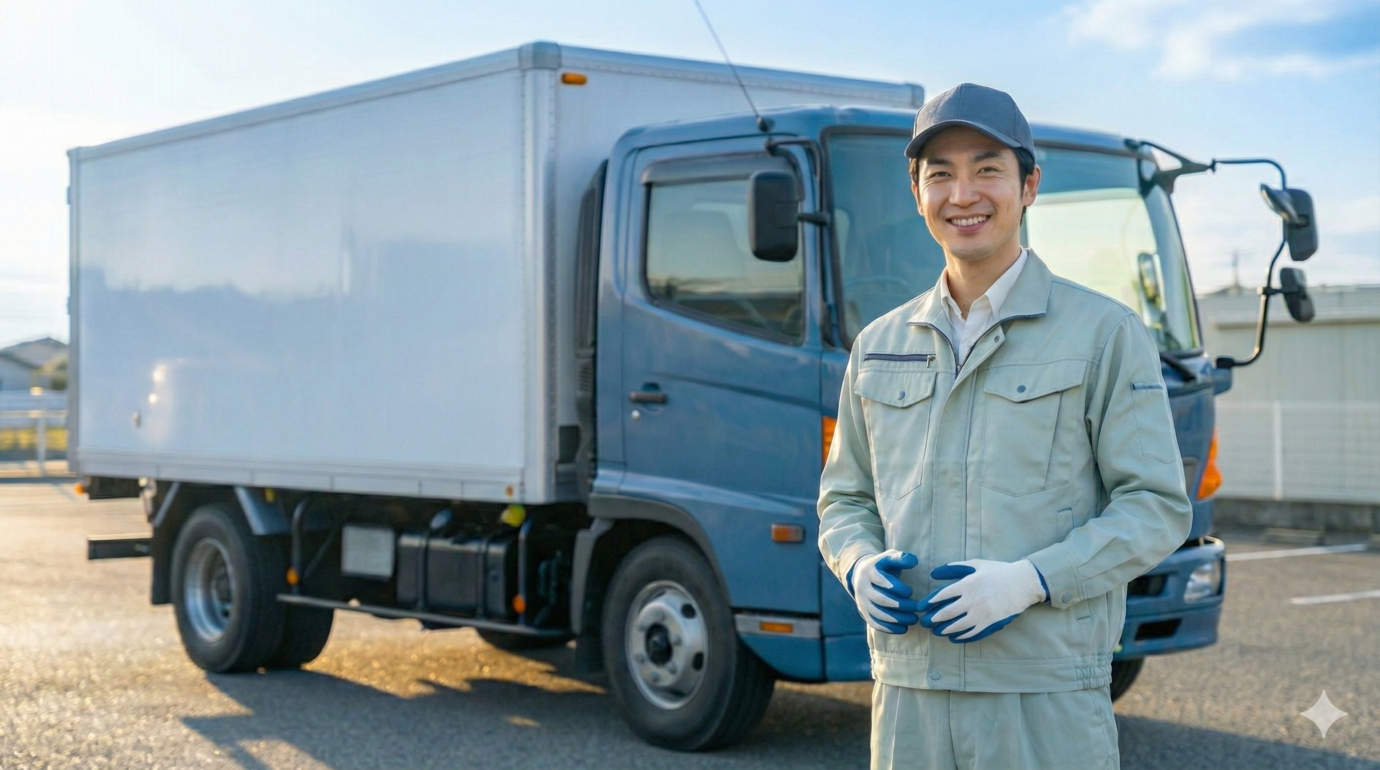 大型トラックと作業員